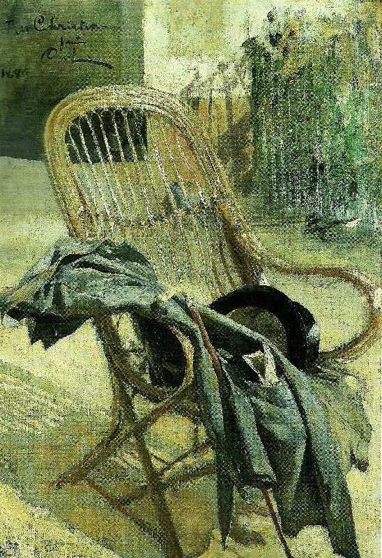 korgstol med kladesplagg, Carl Larsson